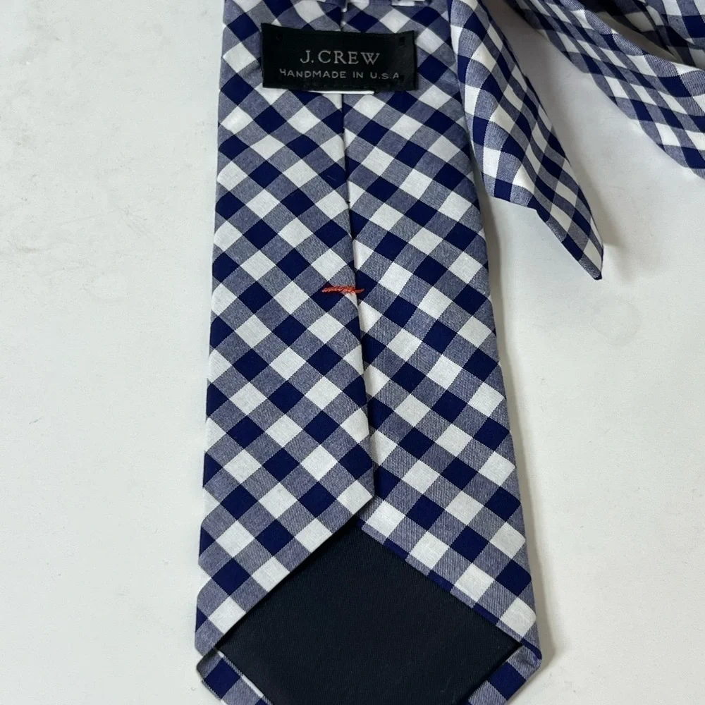 J. Crew Navy Gingham Slim Checkered Summer Spring Casual Tie